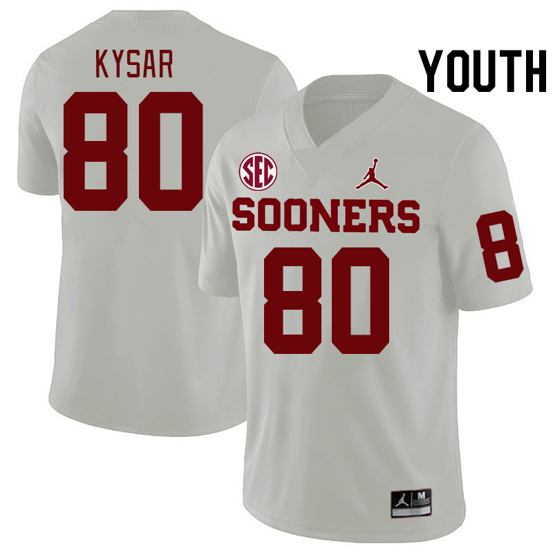 Youth #80 Bergin Kysar Oklahoma Sooners 2024 SEC Conference College Football Jerseys-White